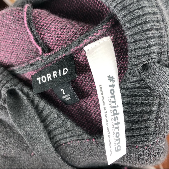 Torrid Breast Cancer Awareness Jacquard Raglan Hoodie Sweater - Picture 8 of 12